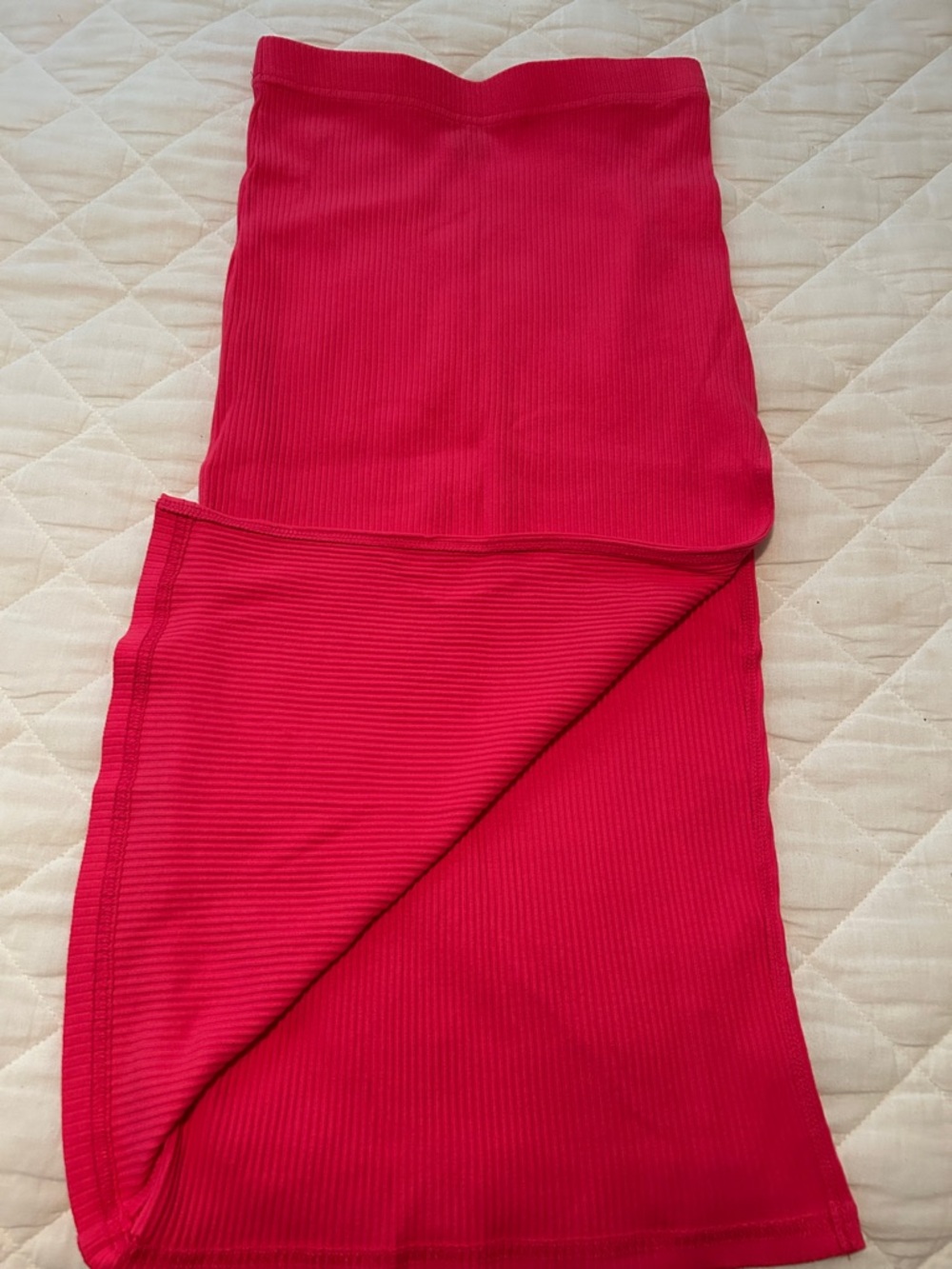 SHEIN Fuchsia Ribbed Tube Midi Skirt